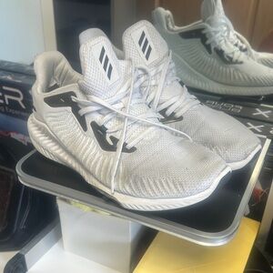 adidas White and Black Knit Running Sneakers
